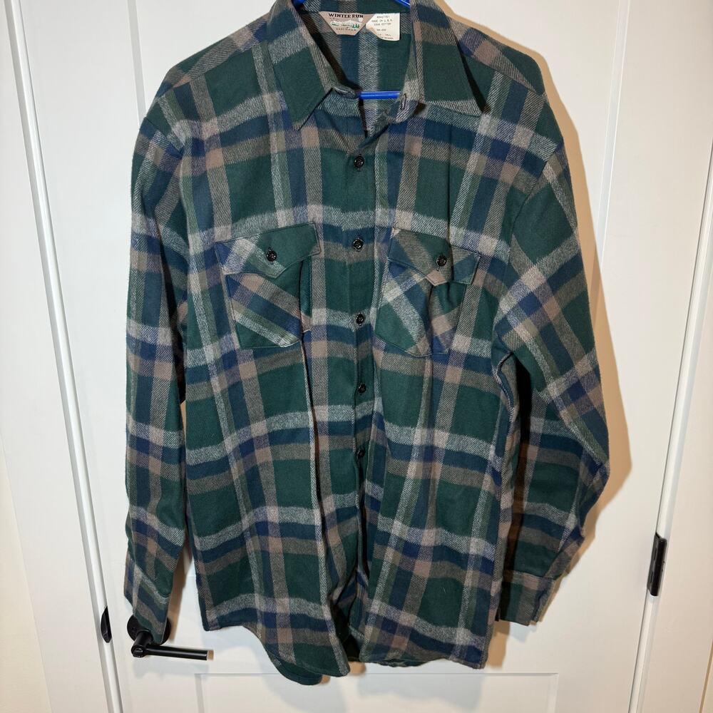 Vintage Winter Run Heavyweight Flannel Chamois. Outdoor, Casual,, Made in USA LT